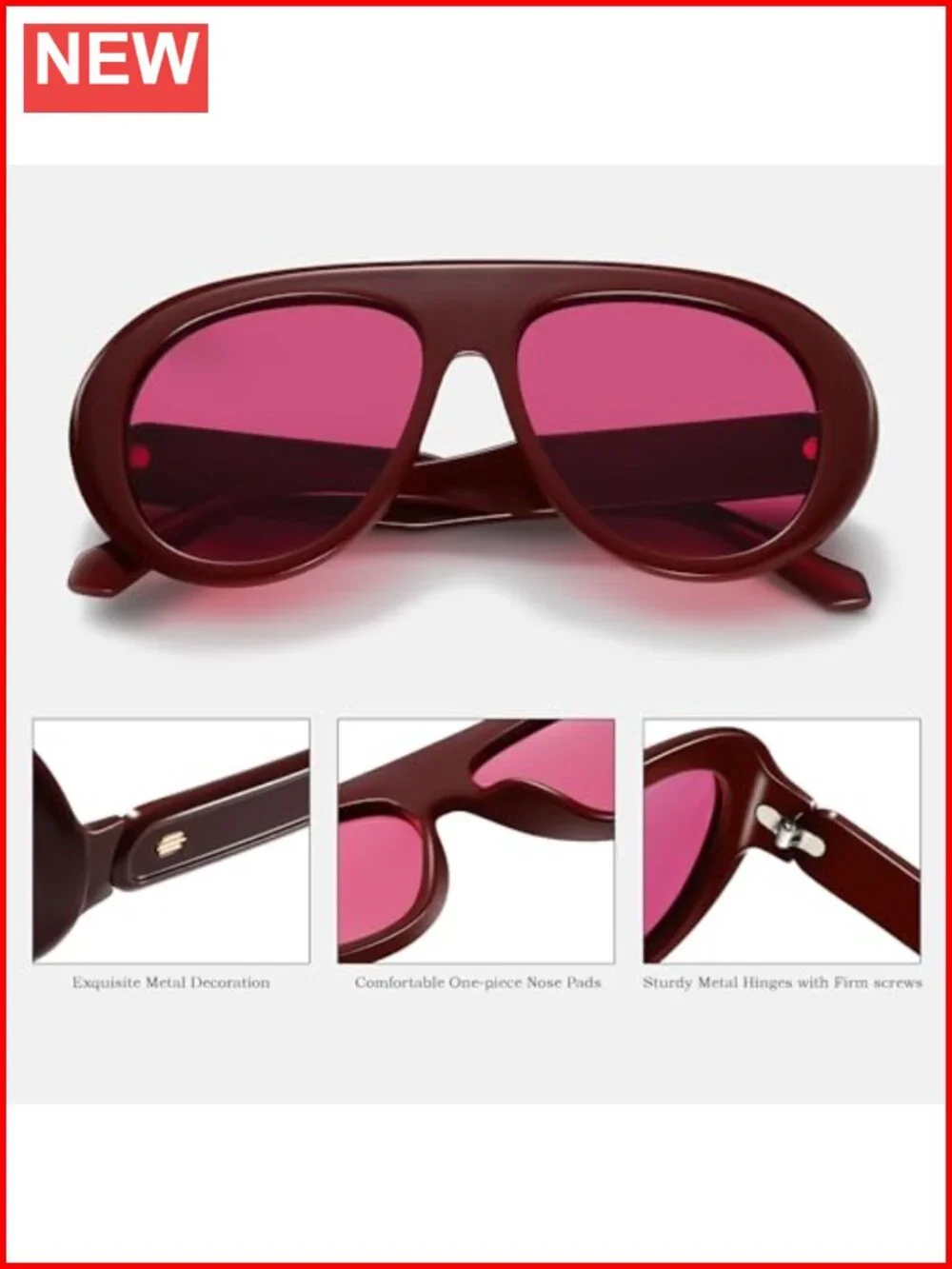 Vintage Oversized Polarized Aviator Sunglasses for Women Retro 70s Big Round